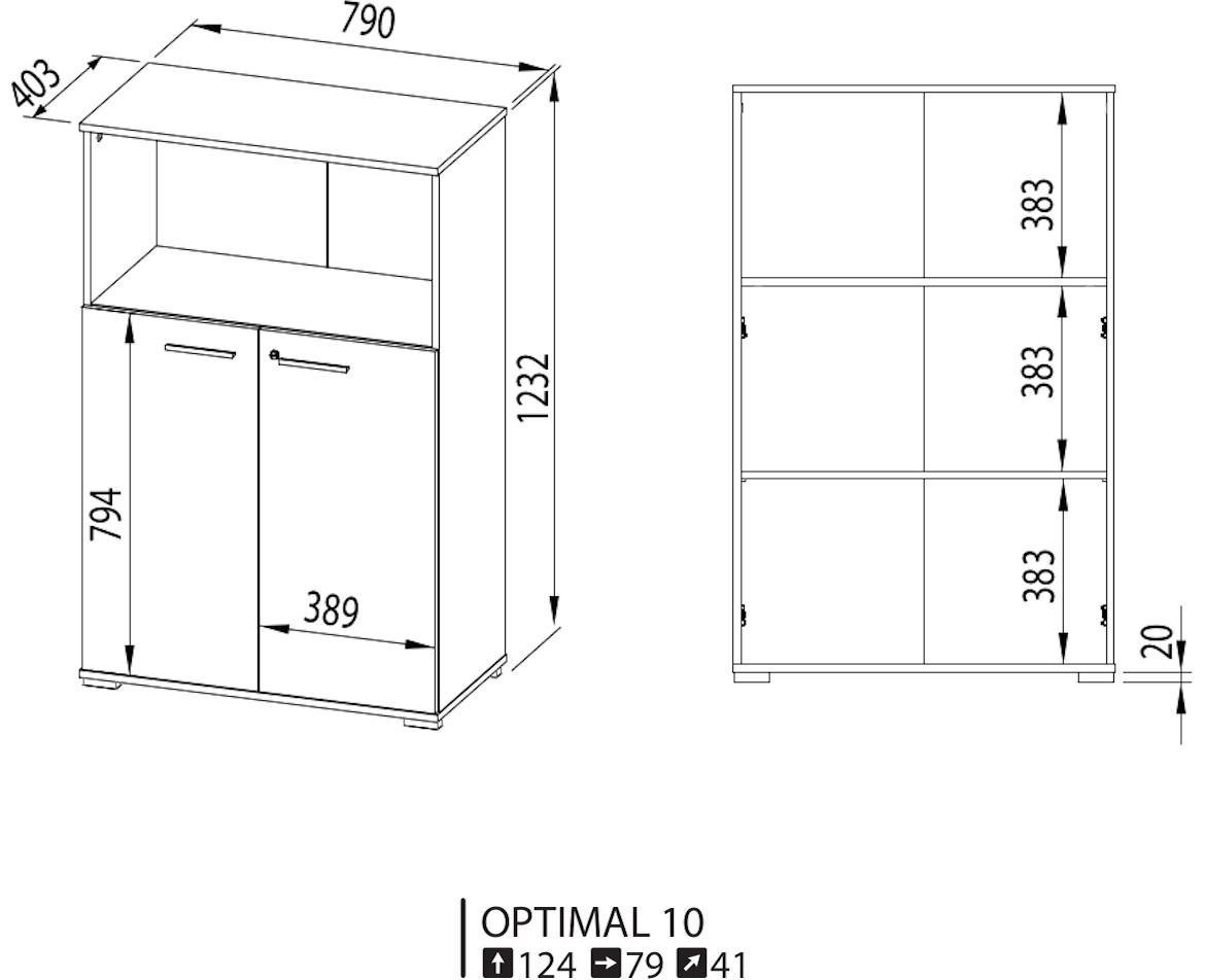 Optimal 79 komoda 2 vrata+1 otvor 79x41x124 cm natur (sonoma hrast)