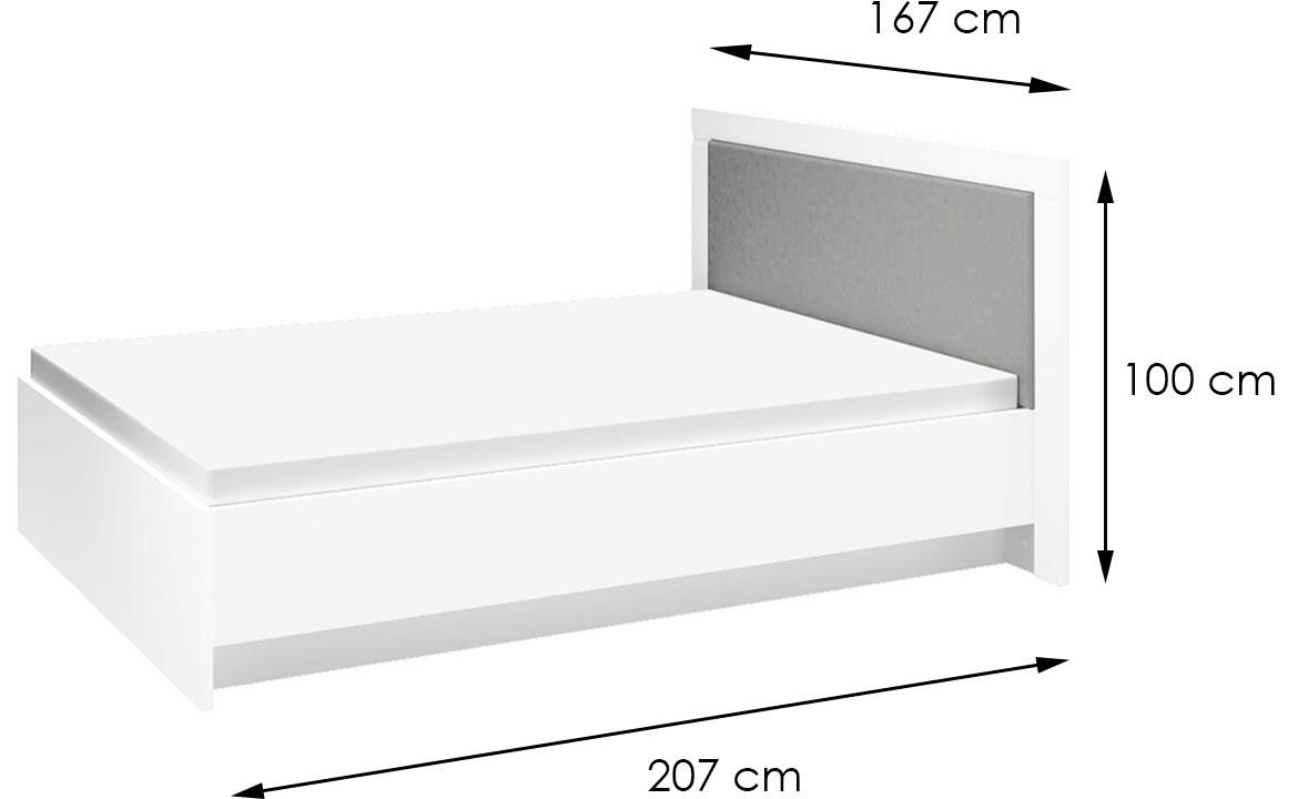 Lahti 16 krevet bez podnice 167x207x100 cm belo/sivi