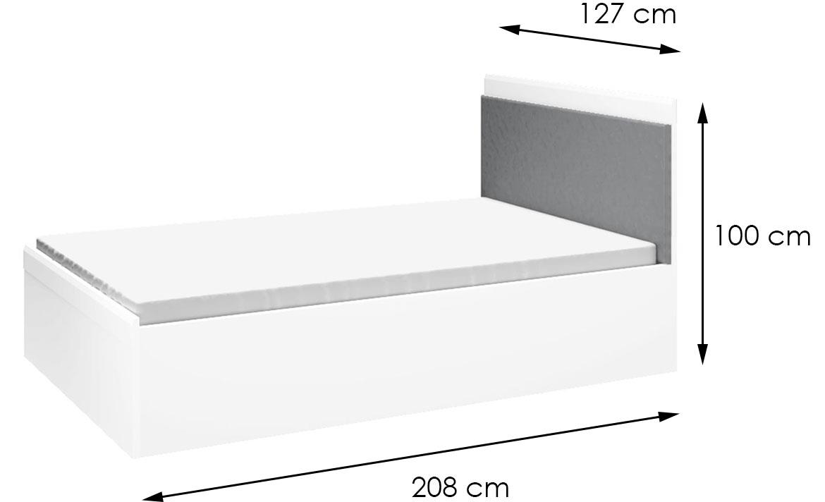 Lahti 15 krevet bez podnice 127x208x100 cm belo/sivi
