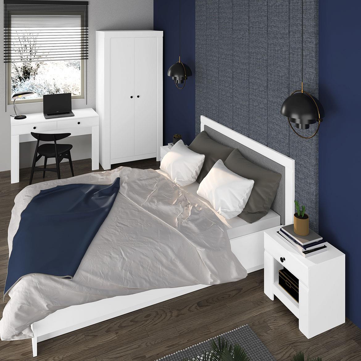 Lahti 15 krevet bez podnice 127x208x100 cm belo/sivi