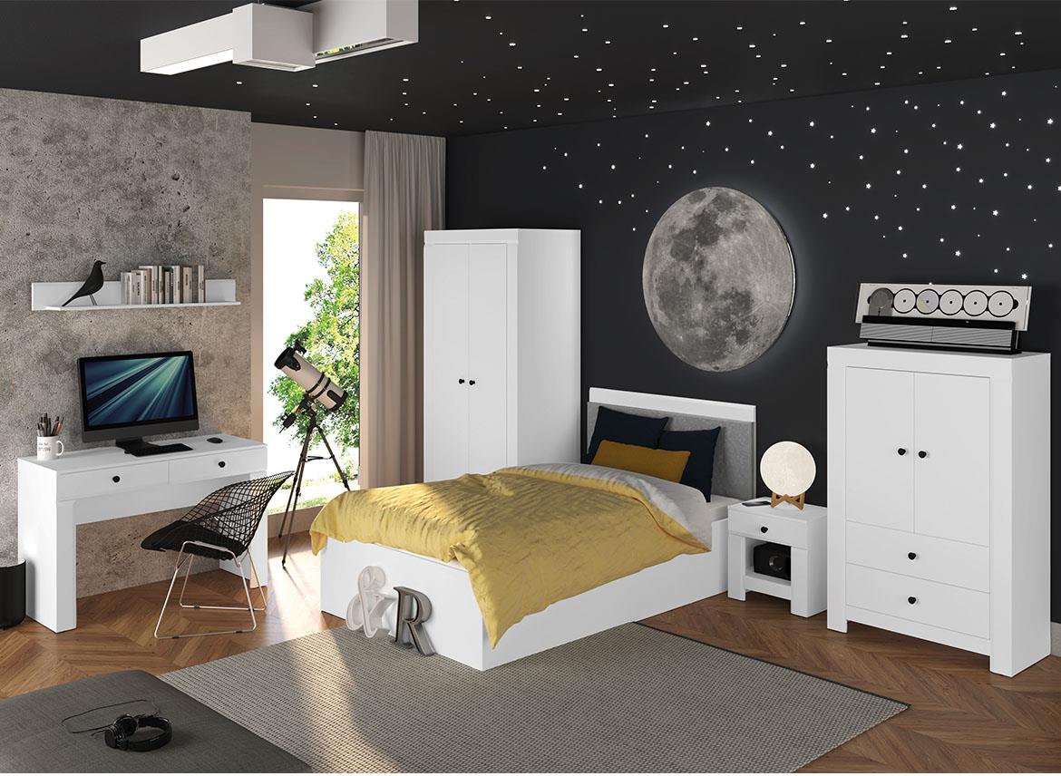 Lahti 15 krevet bez podnice 127x208x100 cm belo/sivi
