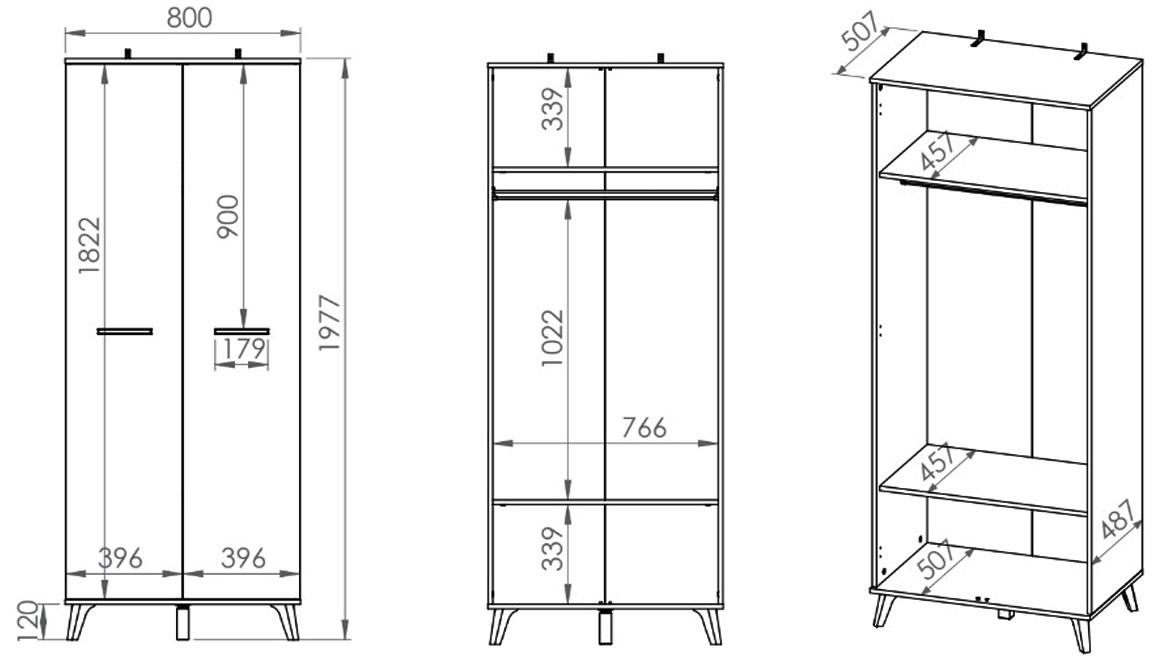 Secco 01 ormar  2 vrata 80x51x198 cm bijeli visoki sjaj