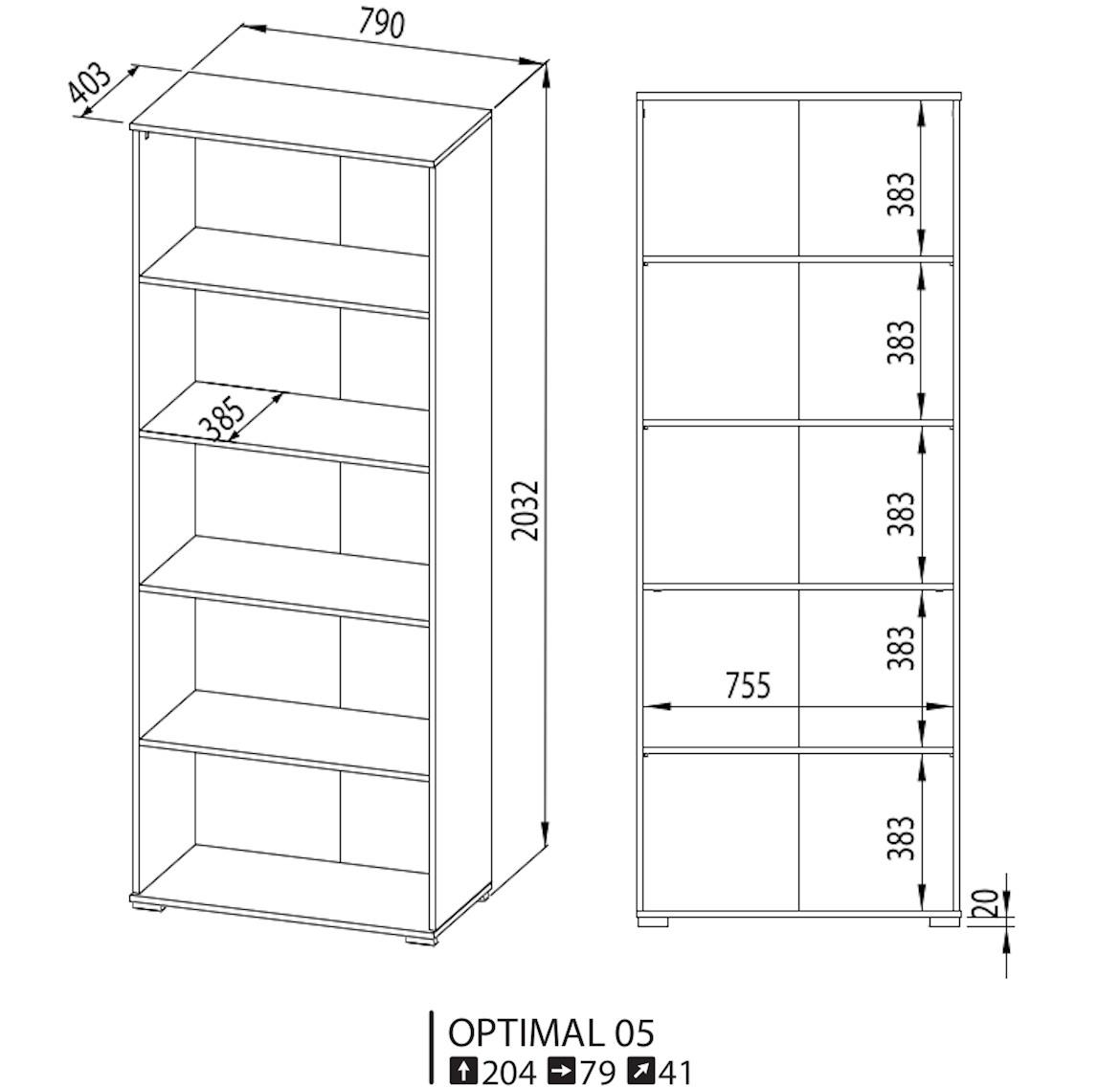 Optimal 05 5 otvora 79x41x204 cm natur (sonoma hrast)