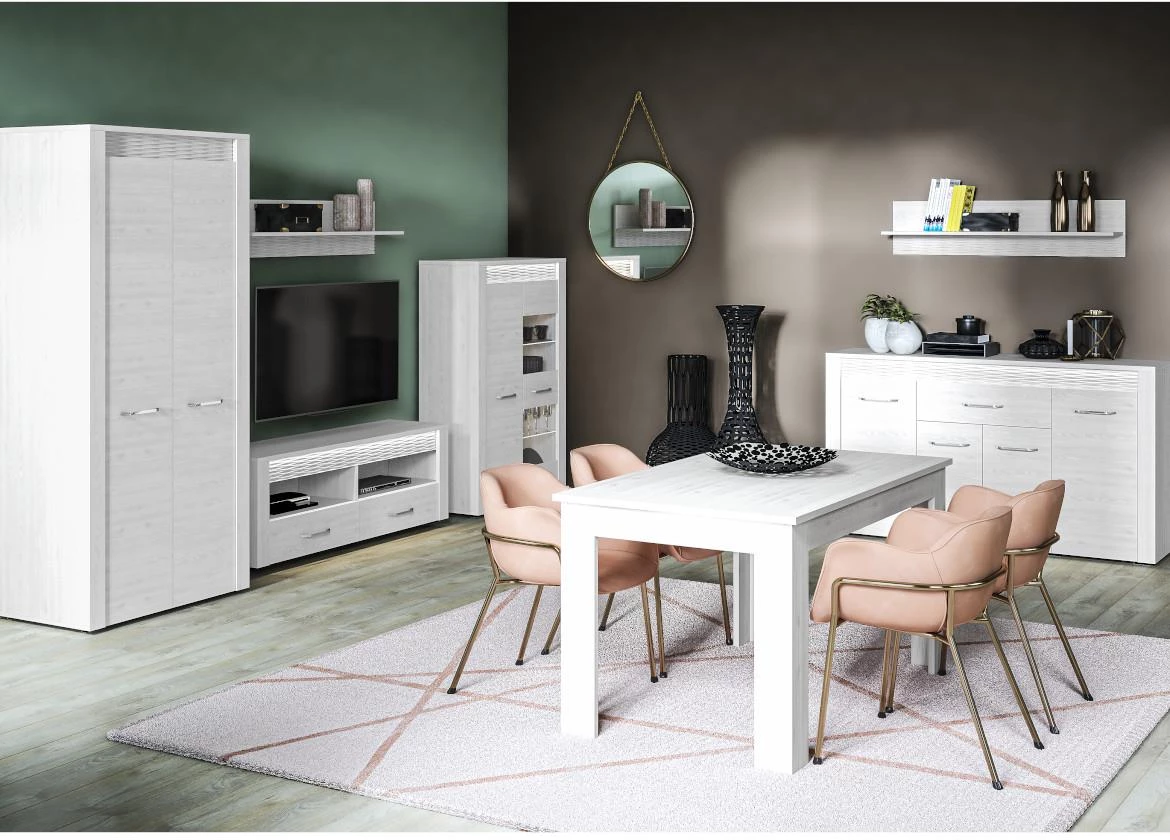 Clermont 05 vitrina 2 vrata 92x40x140 cm bela