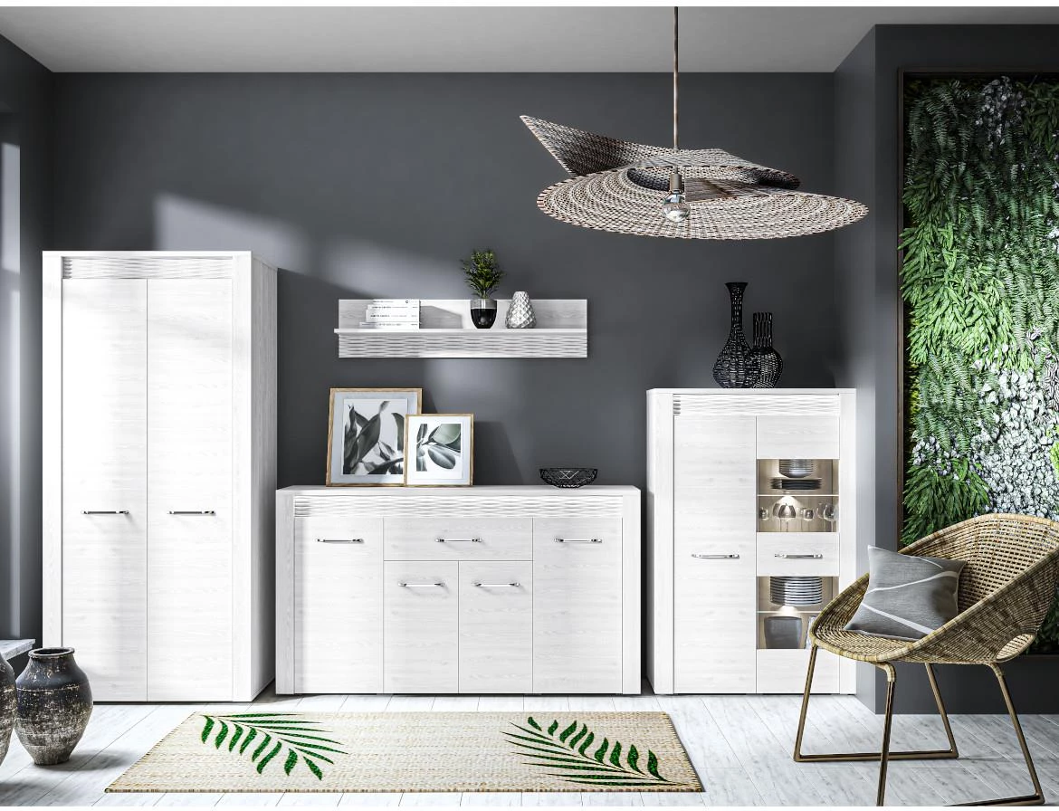 Clermont 05 vitrina 2 vrata 92x40x140 cm bela