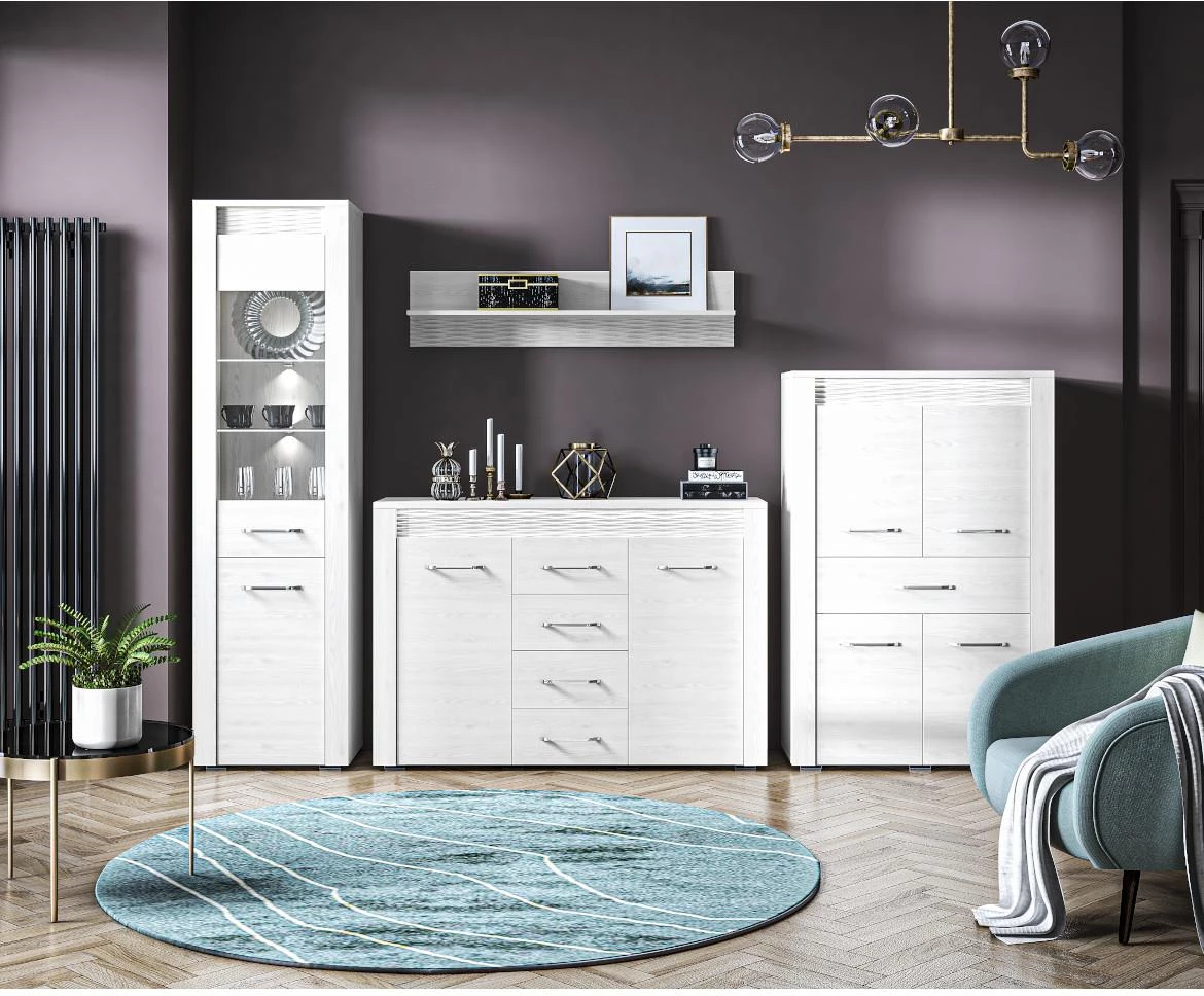 Clermont 05 vitrina 2 vrata 92x40x140 cm bela