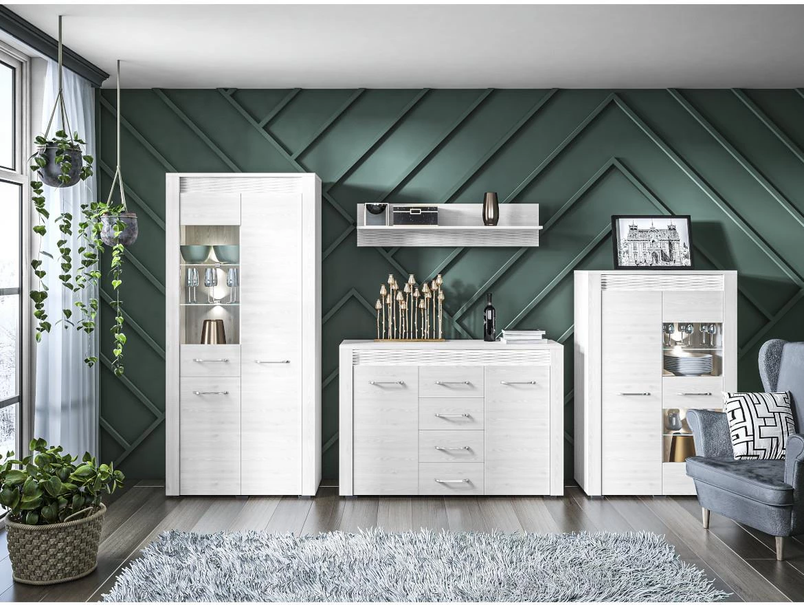 Clermont 05 vitrina 2 vrata 92x40x140 cm bela