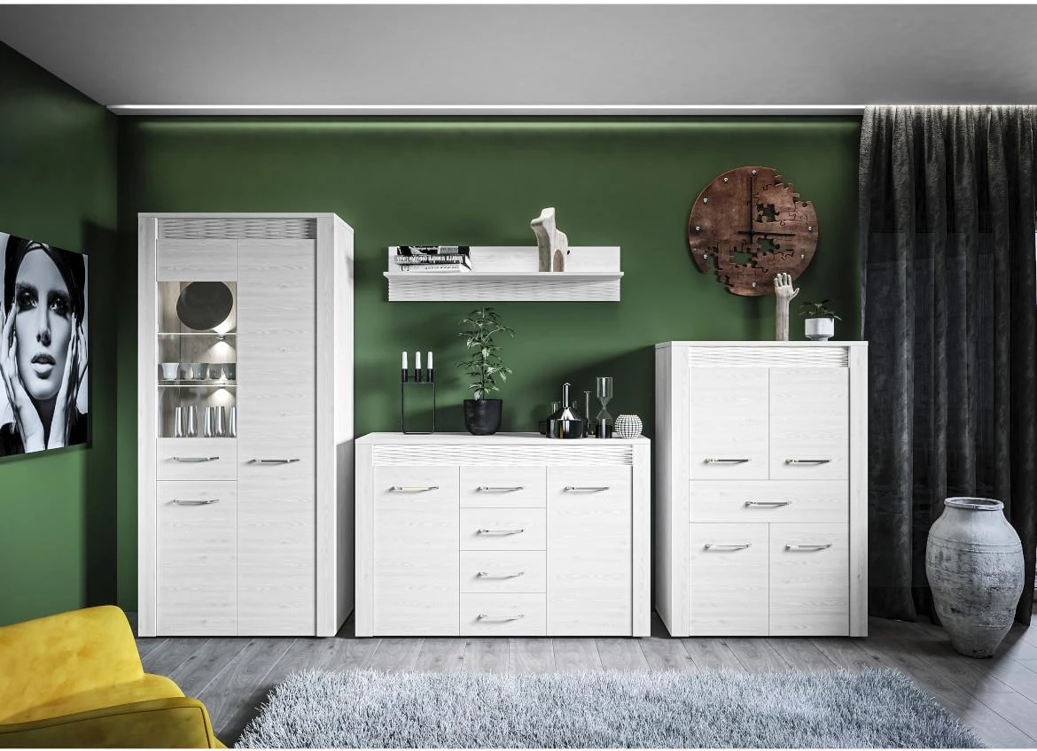 Clermont 05 vitrina 2 vrata 92x40x140 cm bela