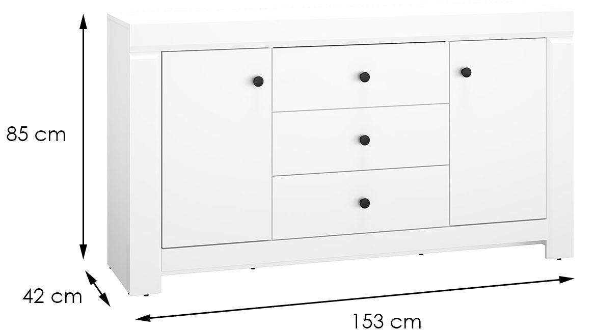 Lahti 09 komoda 2 vrata+3 fioke 153x42x85 cm bela