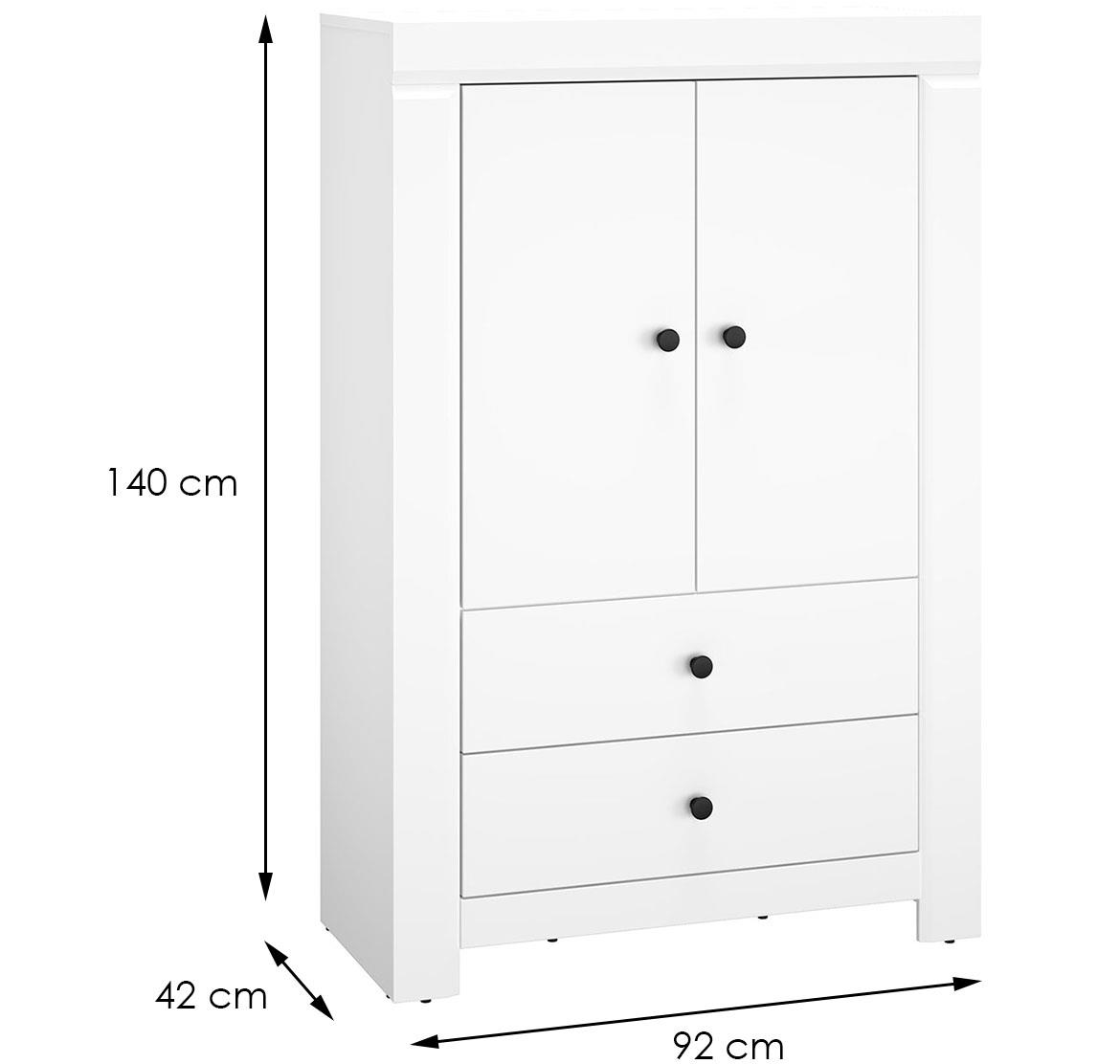 Lahti 08 komoda 2 vrata+2 fioke 92x42x140 cm bela