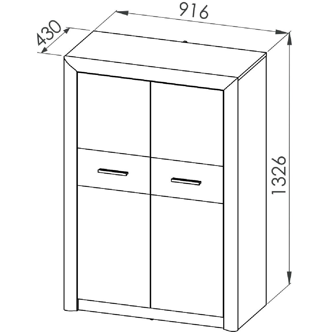 Castel 05 visoka komoda 2 vrata 92x43x133 cm natur (sonoma hrast)/sivi hrast