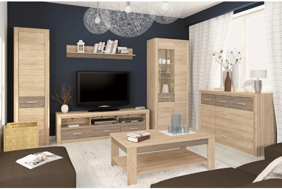 Castel 04 vitrina 2 vrata 55x43x201 cm natur (sonoma hrast)/sivi hrast