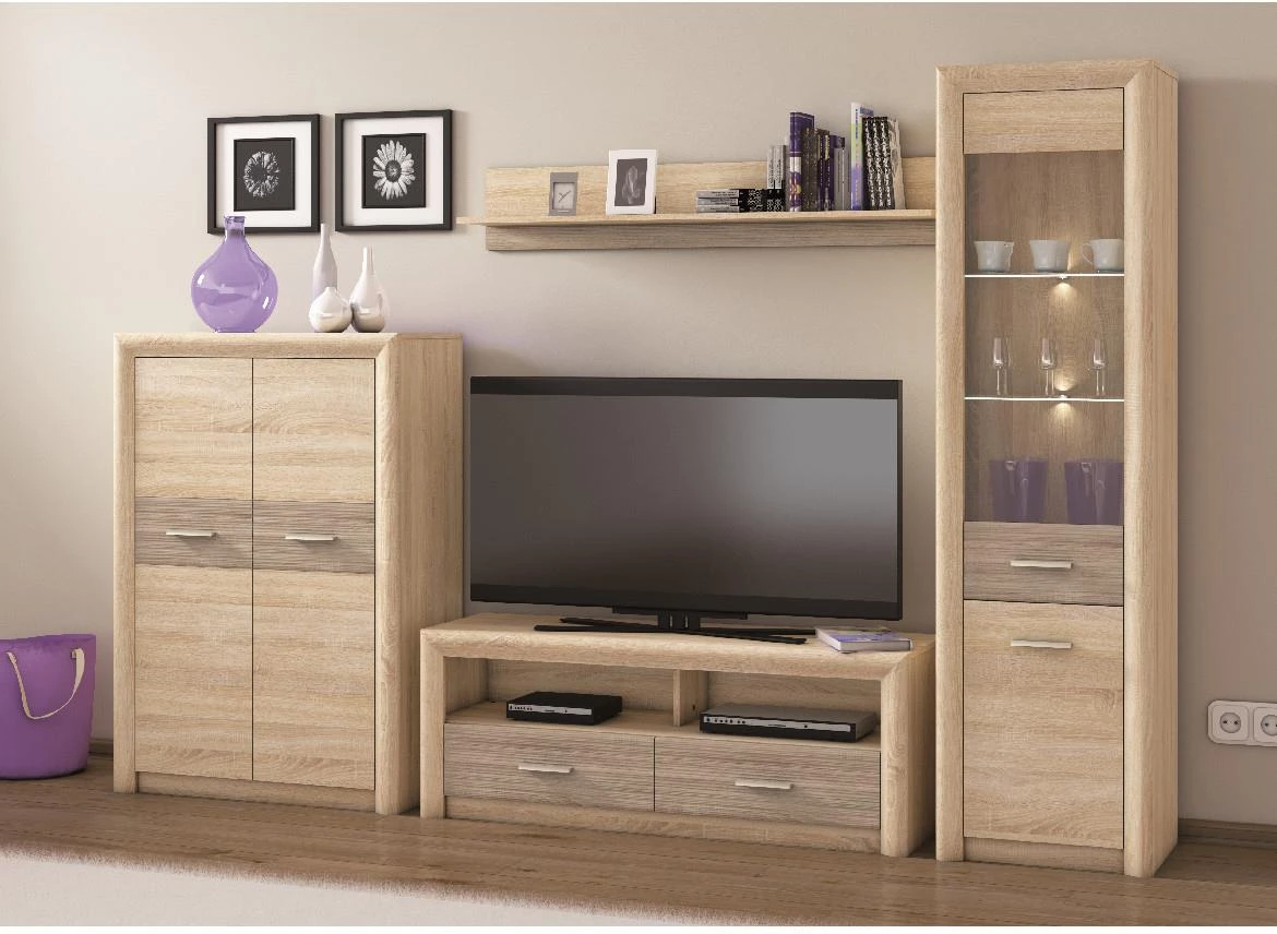 Castel 04 vitrina 2 vrata 55x43x201 cm natur (sonoma hrast)/sivi hrast