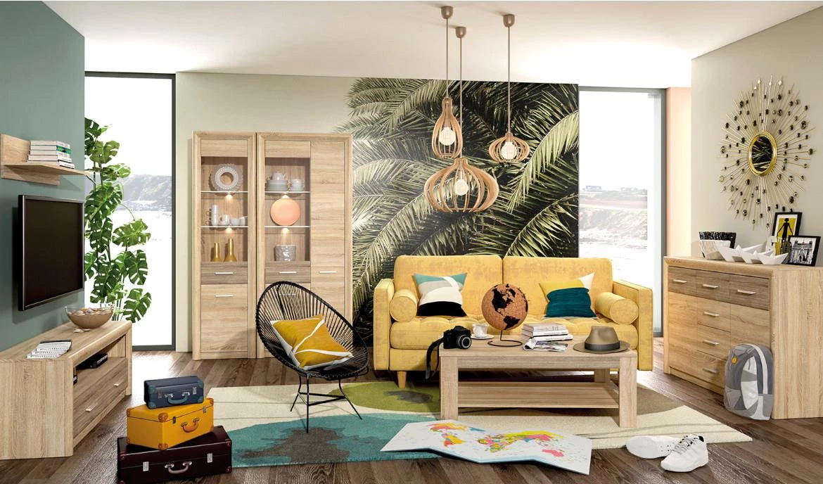 Castel 04 vitrina 2 vrata 55x43x201 cm natur (sonoma hrast)/sivi hrast