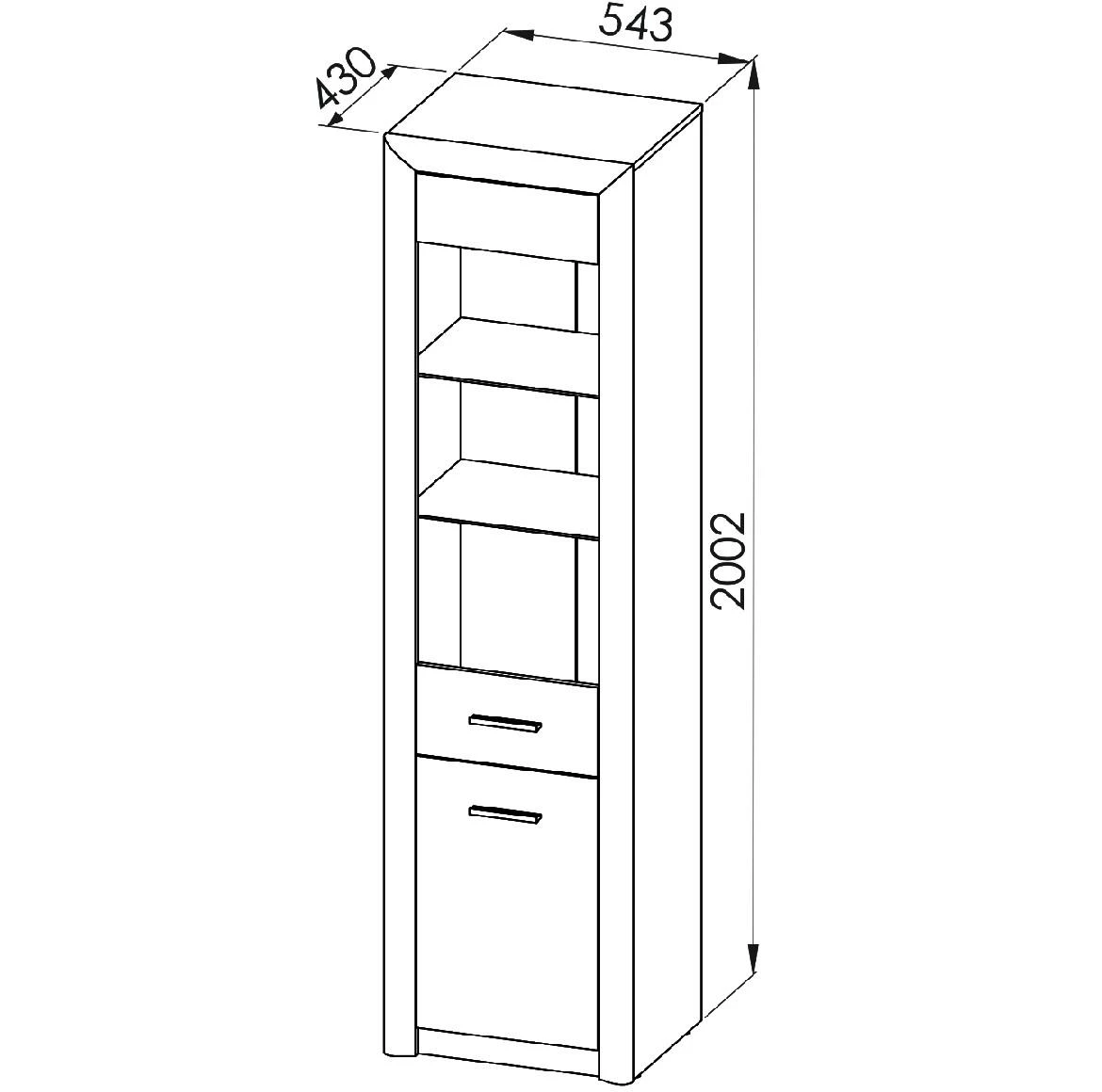 Castel 04 vitrina 2 vrata 55x43x201 cm natur (sonoma hrast)/sivi hrast
