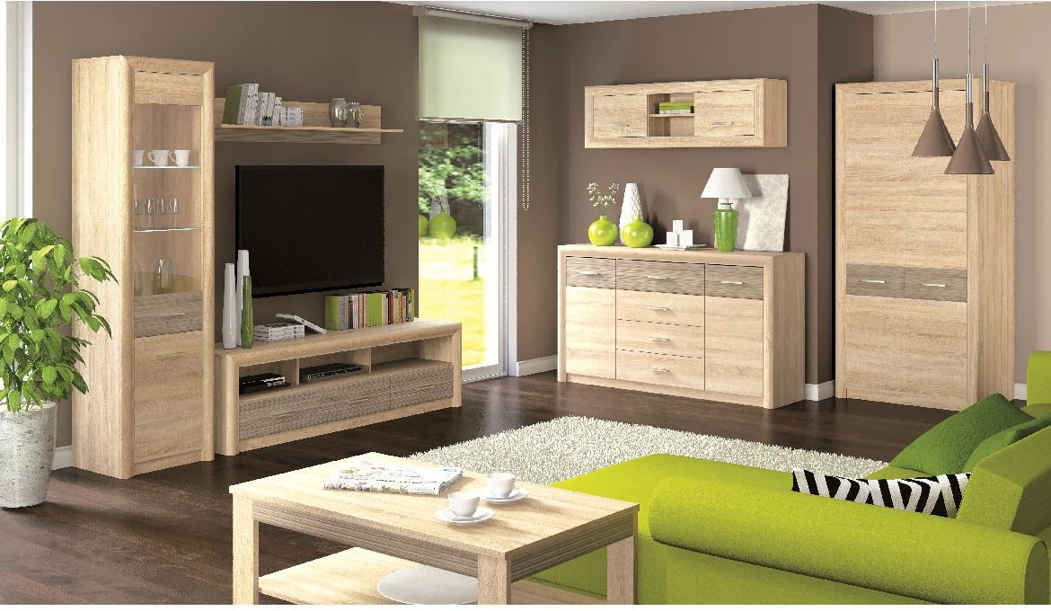 Castel 04 vitrina 2 vrata 55x43x201 cm natur (sonoma hrast)/sivi hrast