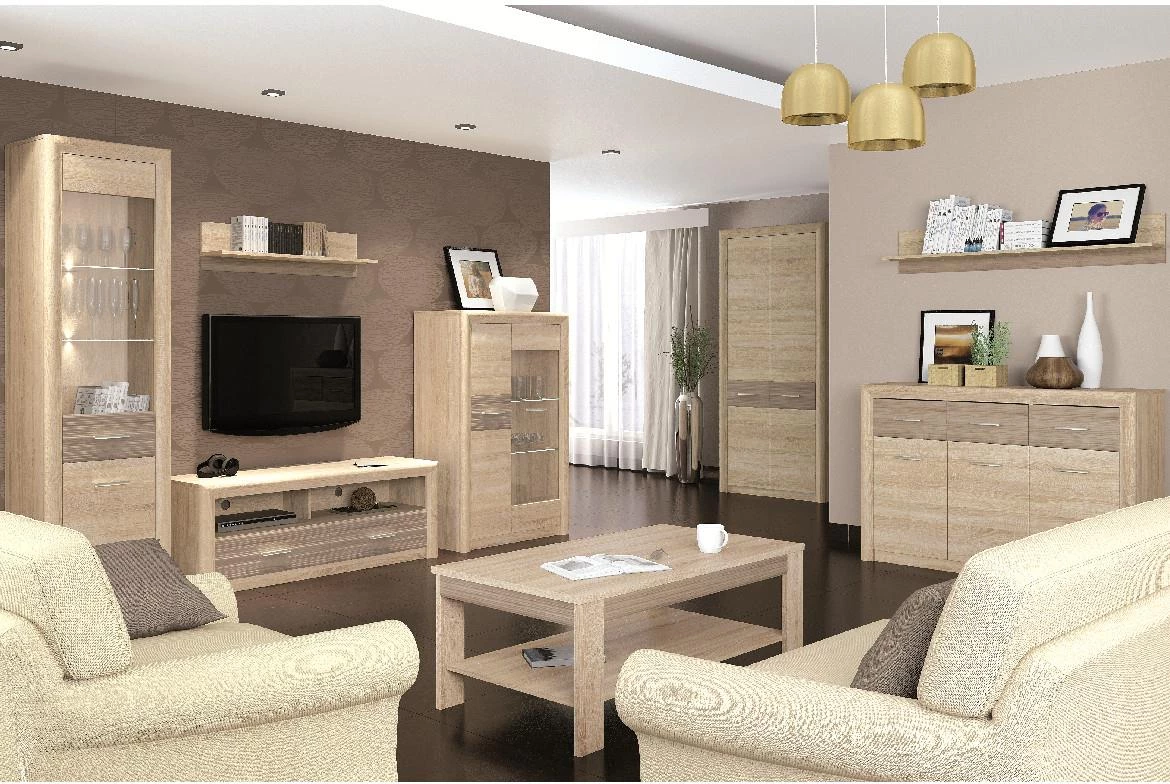 Castel 04 vitrina 2 vrata 55x43x201 cm natur (sonoma hrast)/sivi hrast