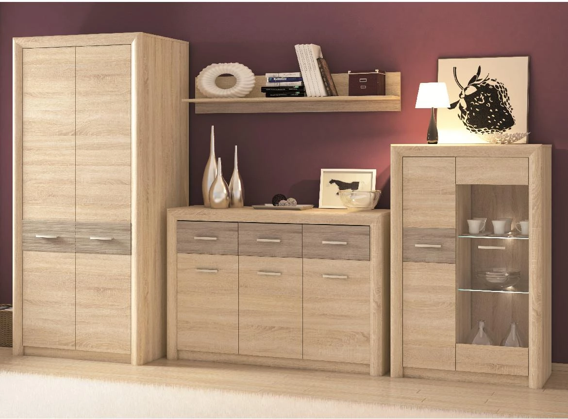 Castel 04 vitrina 2 vrata 55x43x201 cm natur (sonoma hrast)/sivi hrast