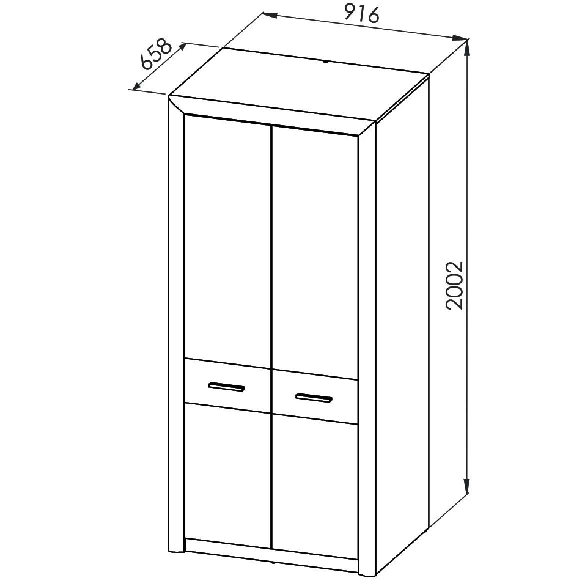 Castel 01 ormar 2 vrata 92x66x201 cm natur (sonoma hrast)/sivi hrast