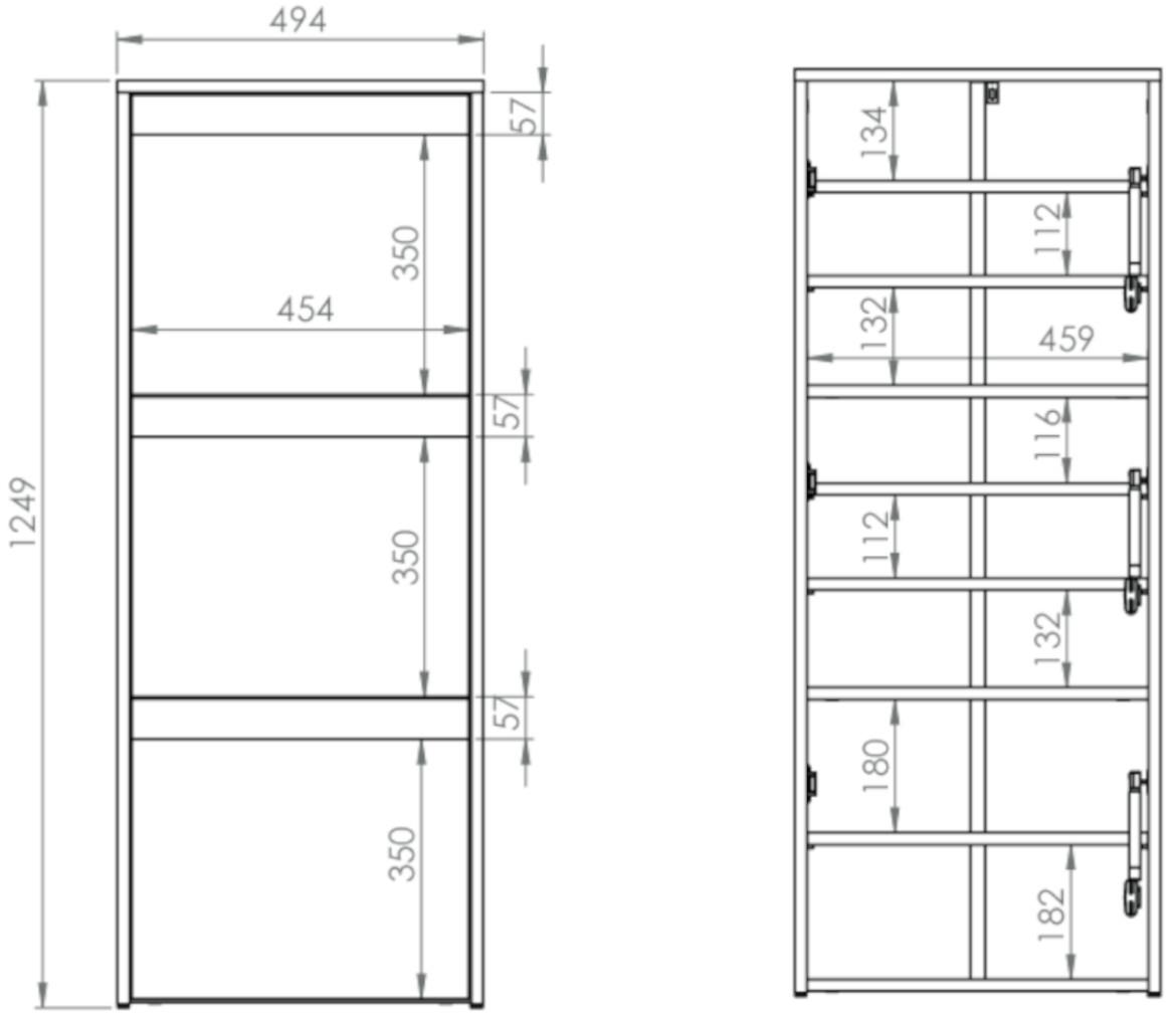 Hyga 05 cipelarnik 3 vrata 50x34x125 cm antracit/beli