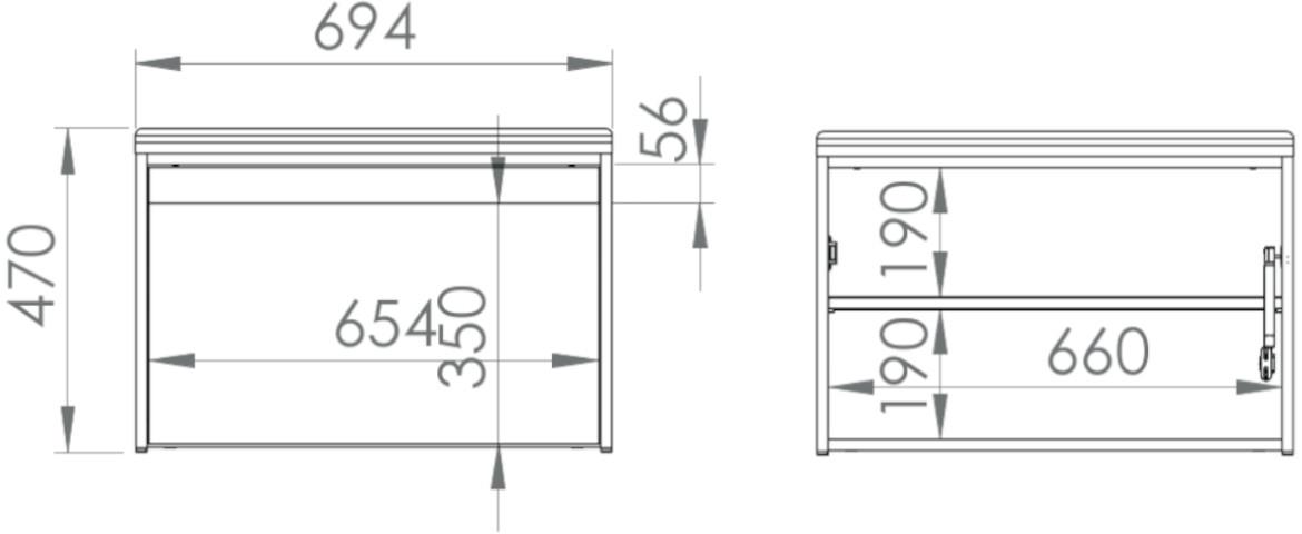 Hyga 02 klupa 1 vrata 70x34x47 cm antracit/beli