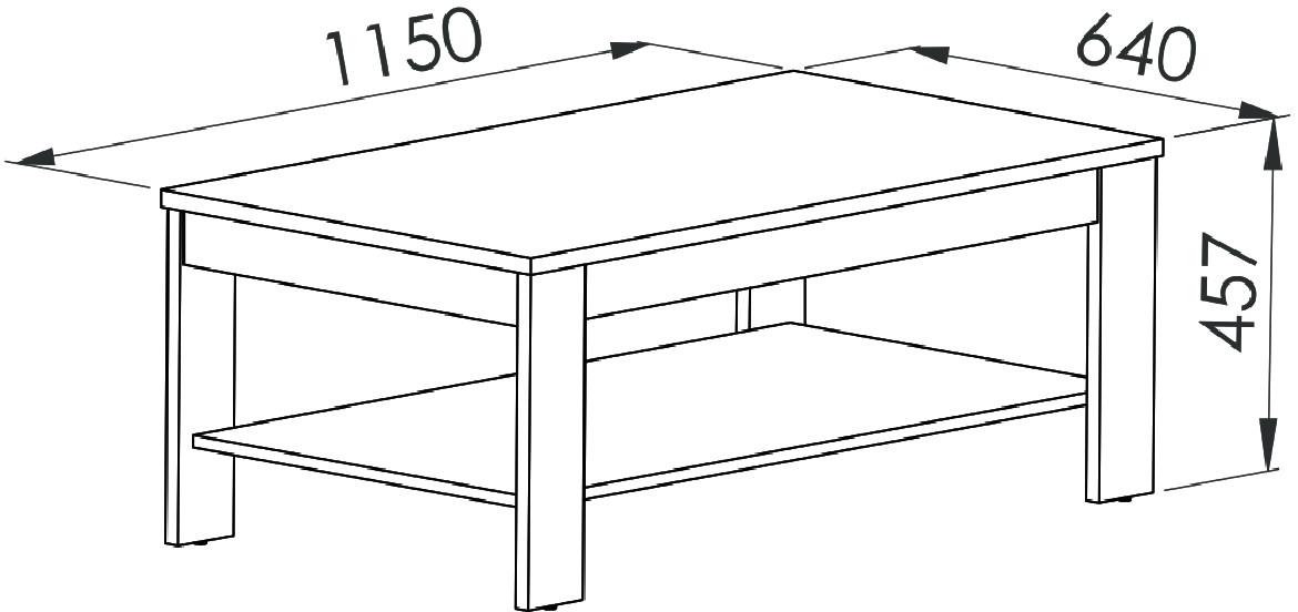 Castel 14 klub sto 1 polica 115x64x46 cm natur (sonoma hrast)/sivi hrast