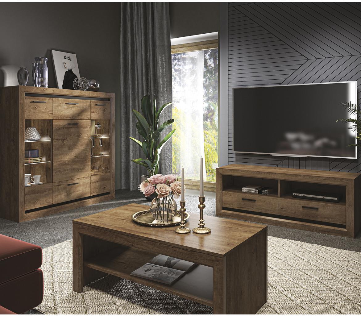 Baltica 14 klub sto 1 polica 114x61x48 cm tamni hrast