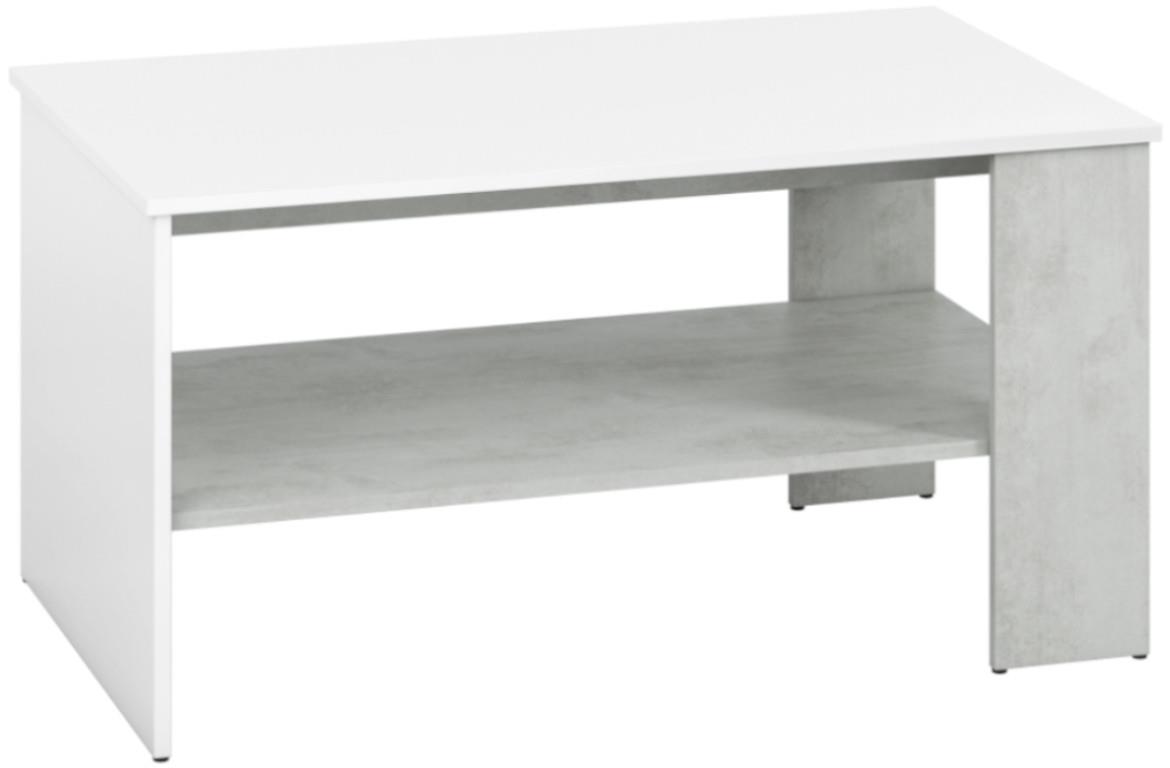 Lumens 10 klub sto 1 polica 100x60x52 cm bela visoki sjaj/beton