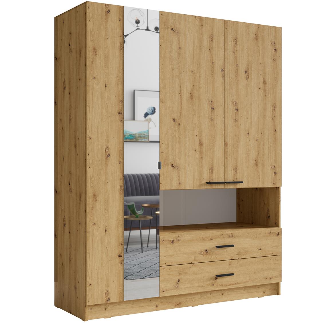Turin ormar/ogledalo 3 vrata+2 fioke+ 1 otvor 158,3x53x200,5 cm natur (artisan hrast)