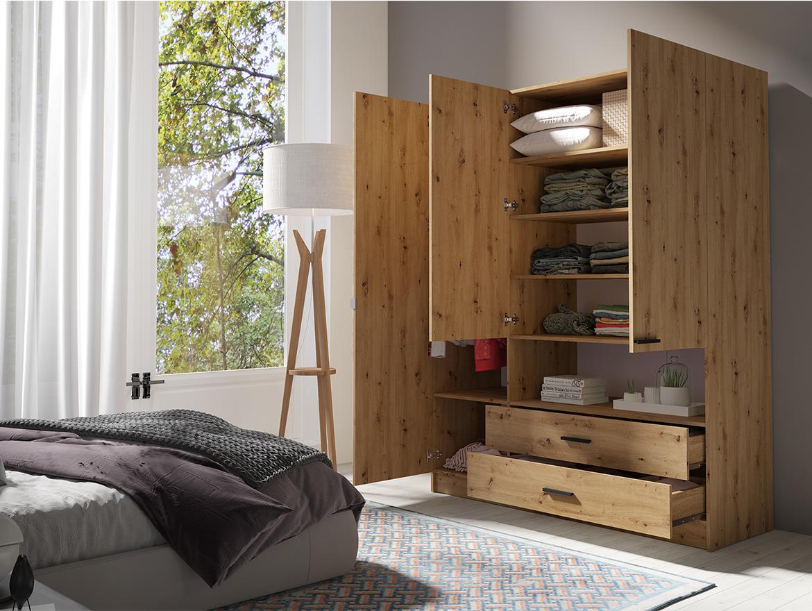 Turin ormar/ogledalo 3 vrata+2 fioke+ 1 otvor 158,3x53x200,5 cm natur (artisan hrast)