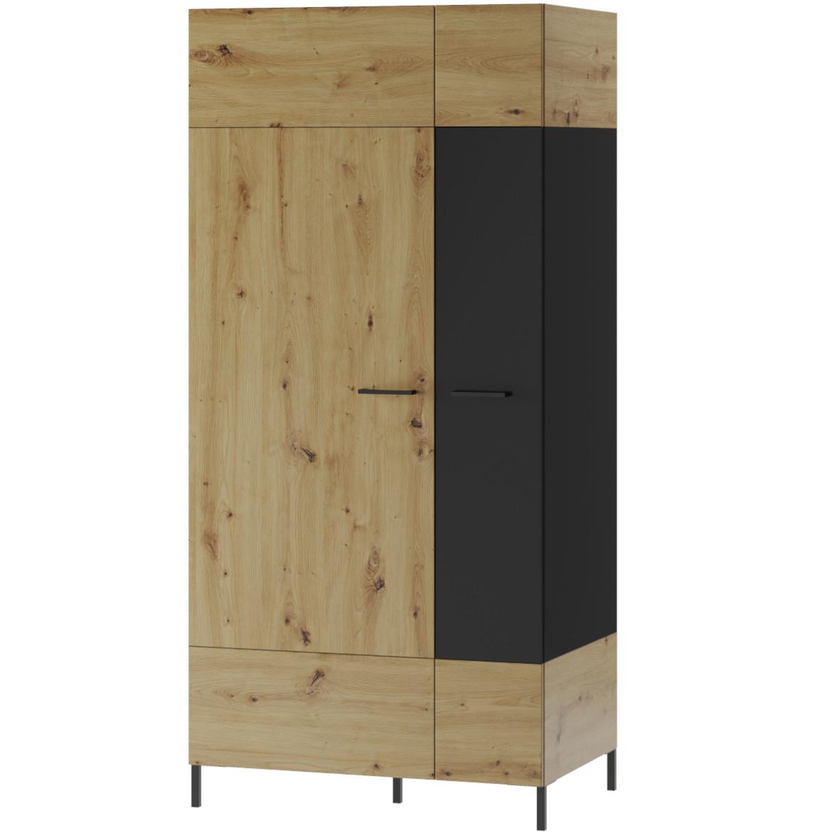 Lucas 70 ormar 1 vrata 90x60x193 cm natur (artisan hrast)/crni