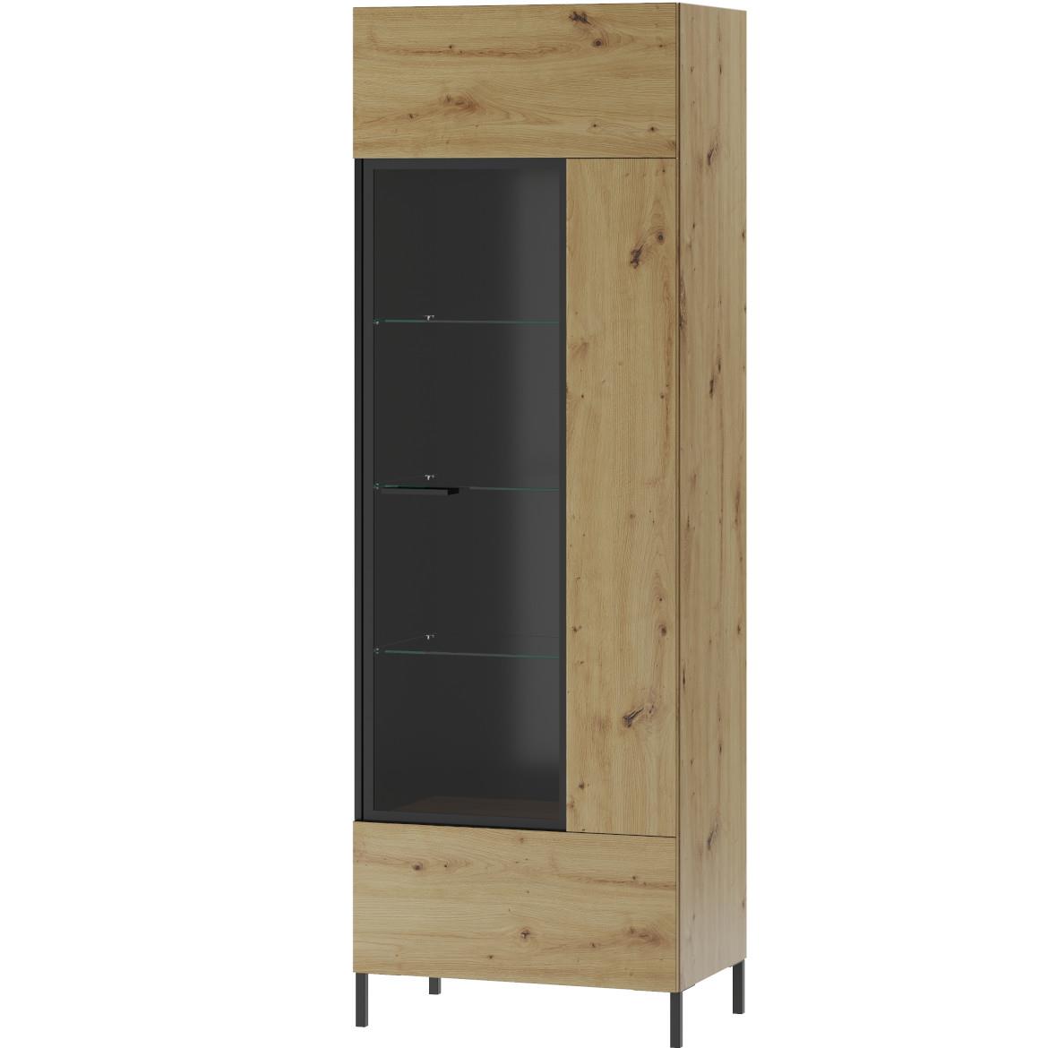 Lucas 10 vitrina 1 vrata 65x42x193 cm natur (artisan hrast) / crna