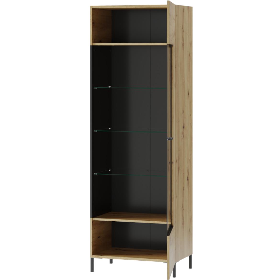 Lucas 10 vitrina 1 vrata 65x42x193 cm natur (artisan hrast) / crna