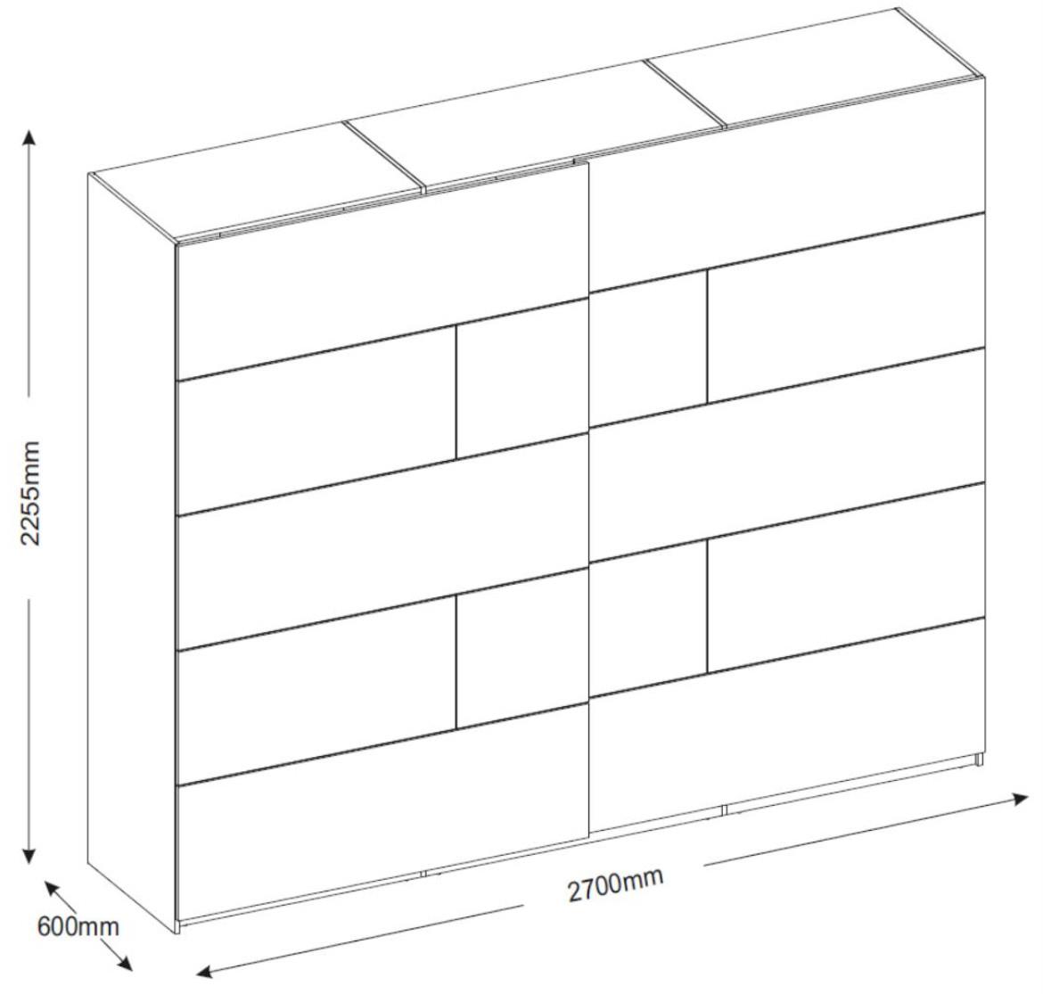 Livorno 72 ormar 2 vrata 270x60x225 cm sivi/hrast