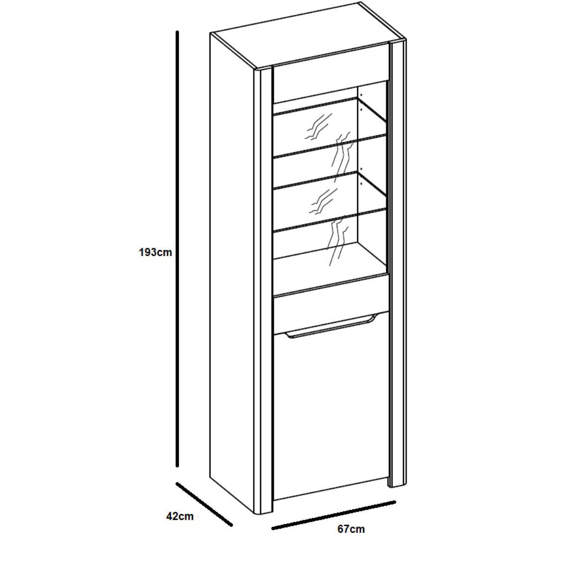 Desjo 01 vitrina 1 vrata 67x42x193 cm natur(San Remo hrast)