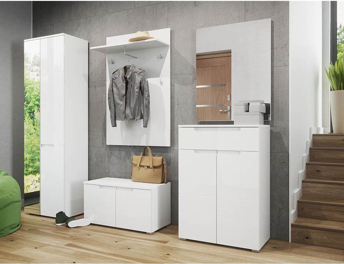 Selene 8 komoda 2 vrata+4 fioke 165x40x80 cm bela visoki sjaj