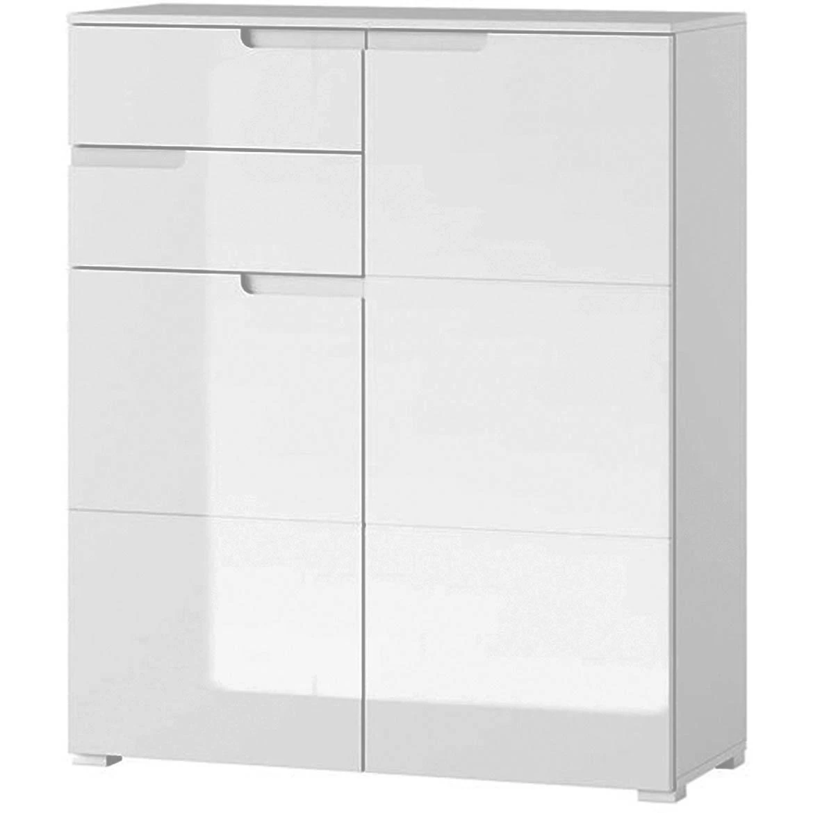 Selene 7 komoda 2 vrata+2 fioke 100x40x119 cm bela visoki sjaj