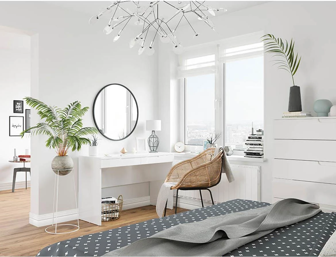 Selene 7 komoda 2 vrata+2 fioke 100x40x119 cm bela visoki sjaj