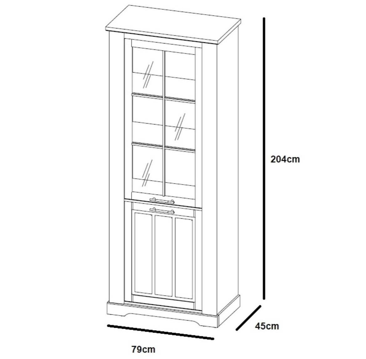 Country 10 vitrina 2 vrata 79x45x204 cm bela/hrast