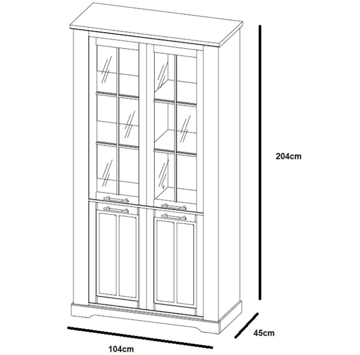 Country 12 vitrina 4 vrata 104x45x204 cm bela/hrast