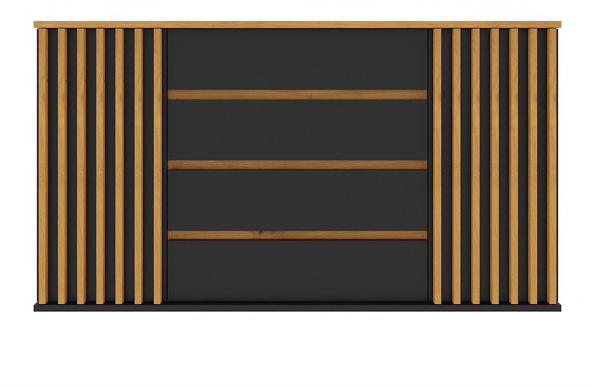 Nairobi komoda 2 vrata+4 fioke 160x44x83 cm natur (artisan hrast)/crna