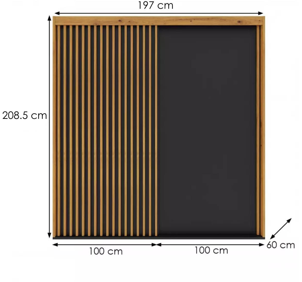 Nairobi SZ ormar 2 vrata 200x60x210 cm natur (artisan hrast)/crni