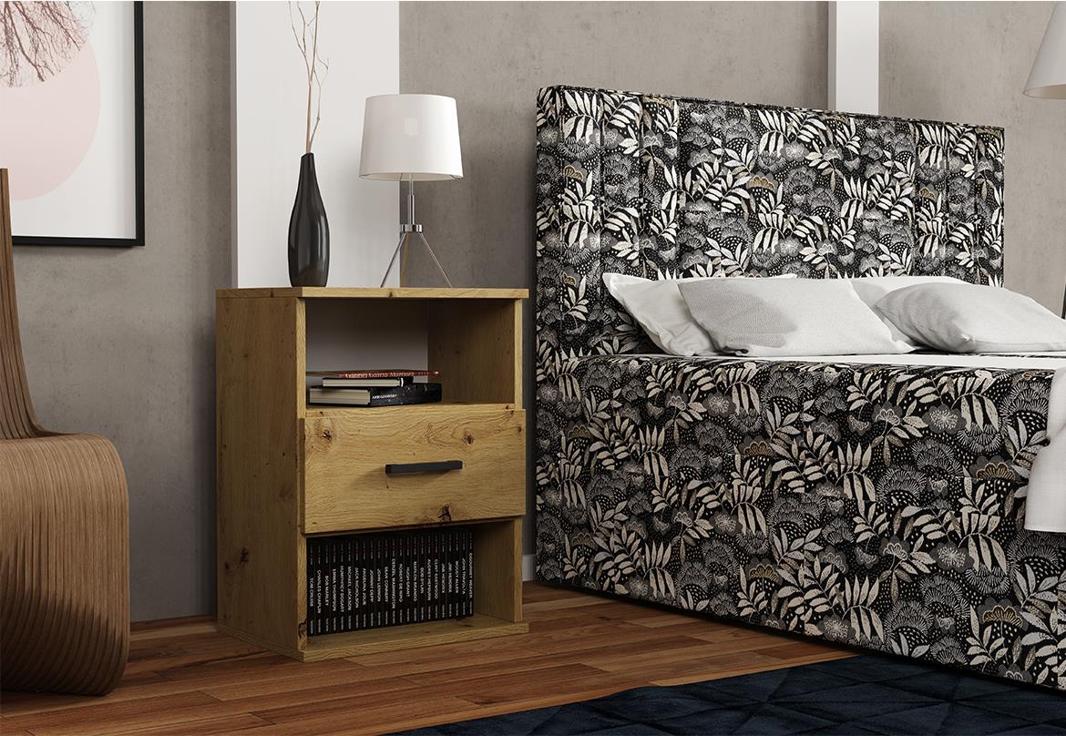 Goda III nocni ormaric 1 fioka+2 otvora 48x35x63 cm natur (artisan hrast)