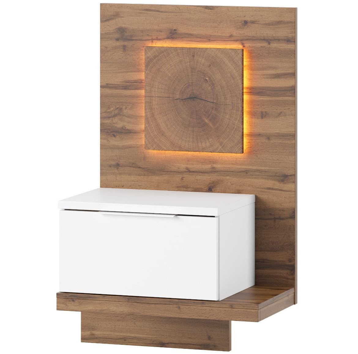 Livorno 68 nocni ormaric lijevi 1 ladica 60x35x100 cm hrast/bijeli
