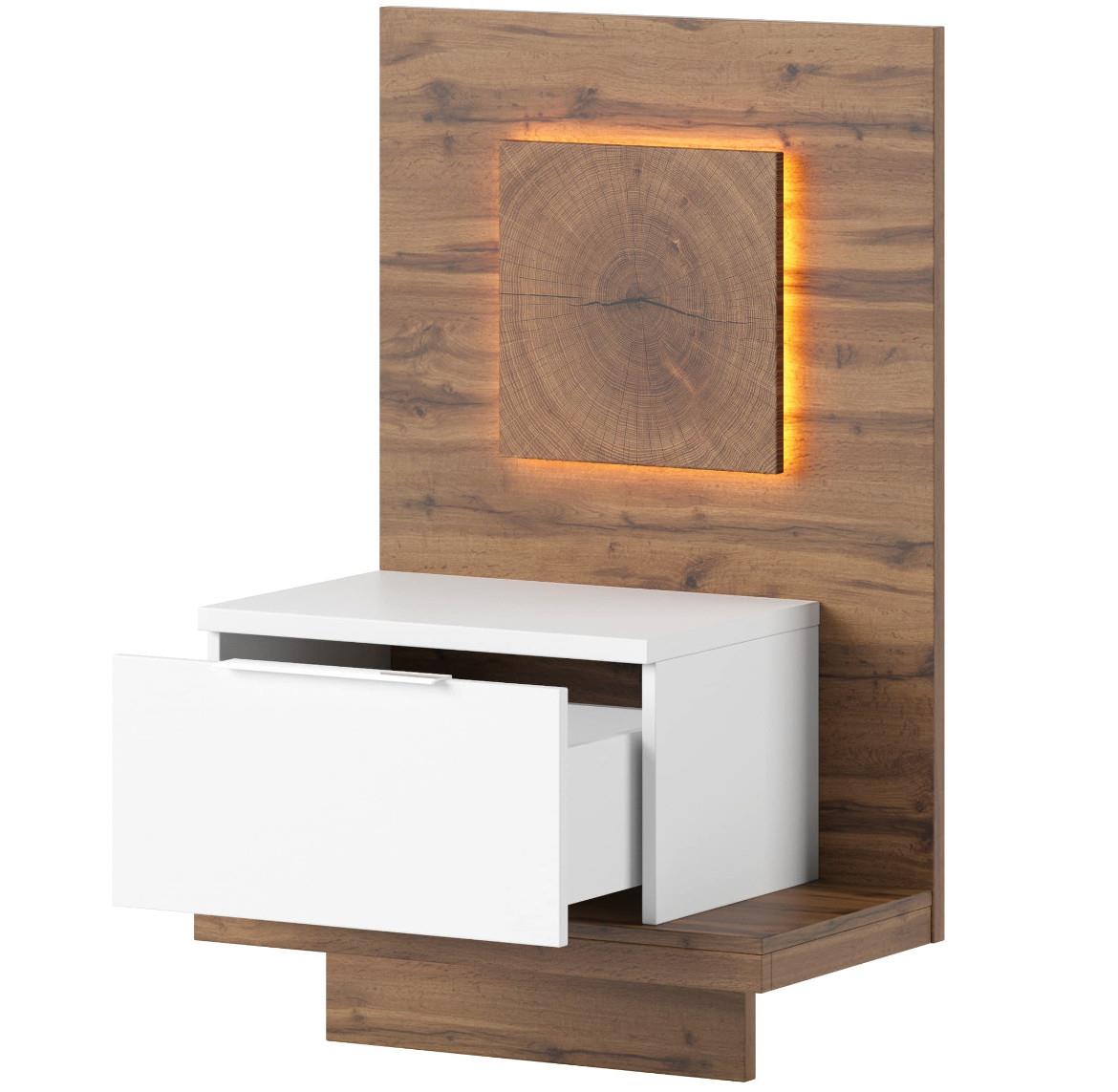 Livorno 68 nocni ormaric lijevi 1 ladica 60x35x100 cm hrast/bijeli