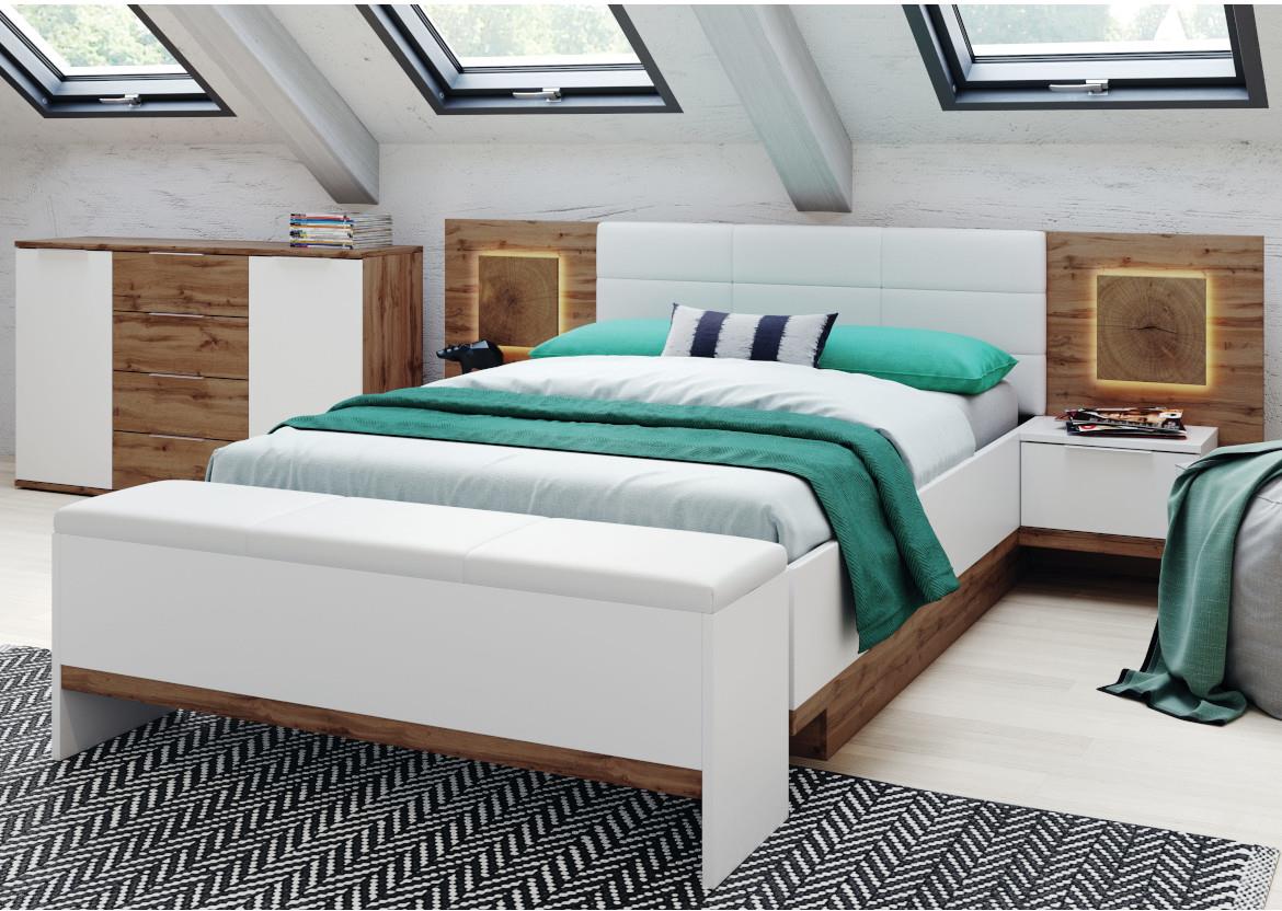 Livorno 68 nocni ormaric lijevi 1 ladica 60x35x100 cm hrast/bijeli