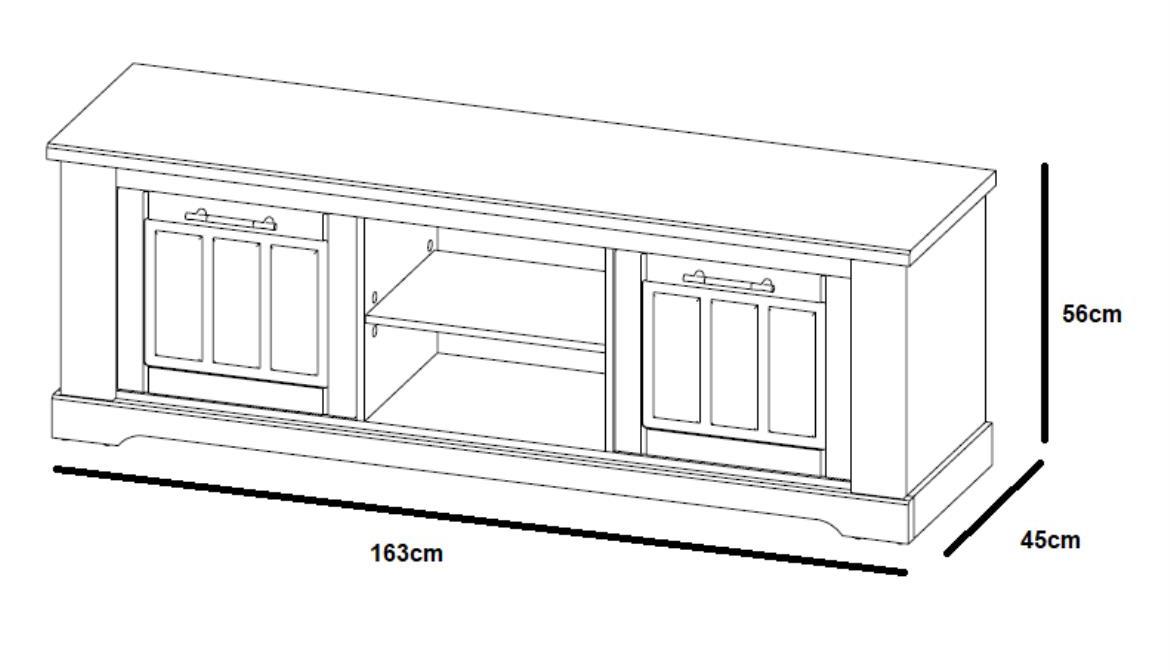 Country 25 TV komoda 2 vrata+2 otvora 163x45x56 cm hrast/beli