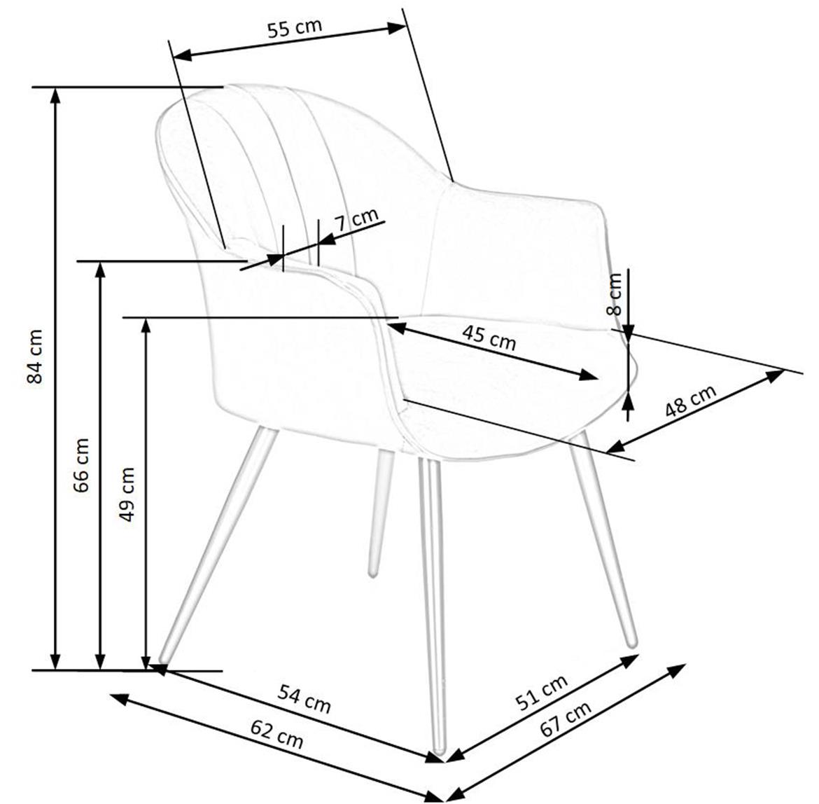 Stolica K468 67x62x85 cm zelena/crni metal