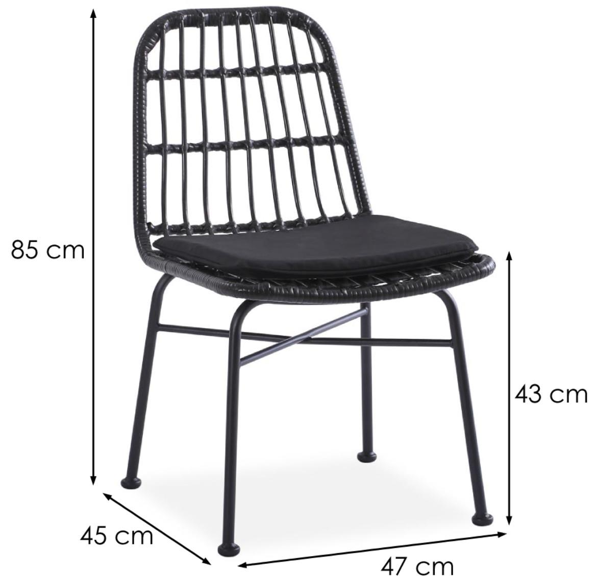 Stolica K401 47x45x85 cm crni ratan/crni metal