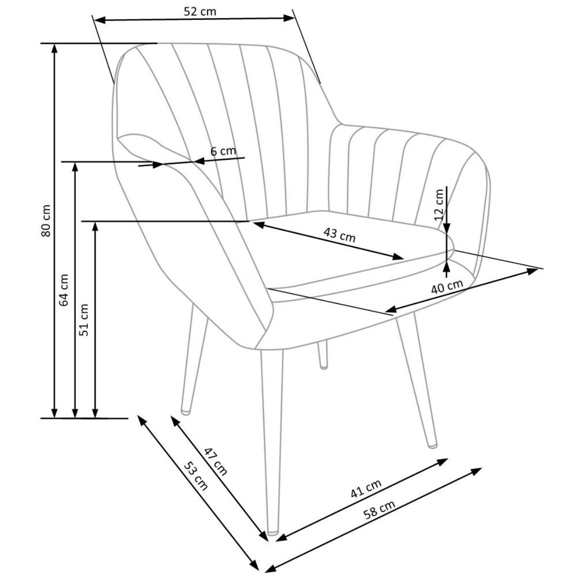 Stolica K429 58x53x80 cm siva/crni metal